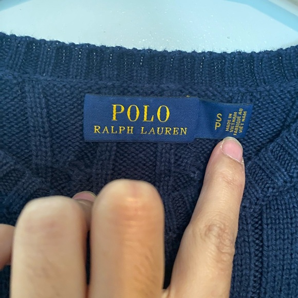 Ralph Lauren Dark Blue Cable Knit Crewneck Sweater - Picture 6 of 6